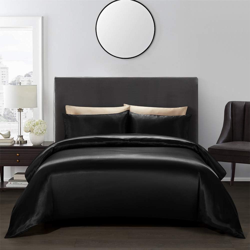 Silk Satin Duvet Cover Set – 3-Piece Luxury Bedding Set with Zipper Closure