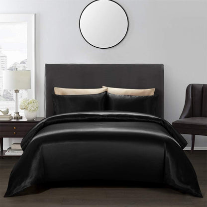 Silk Satin Duvet Cover Set – 3-Piece Luxury Bedding Set with Zipper Closure