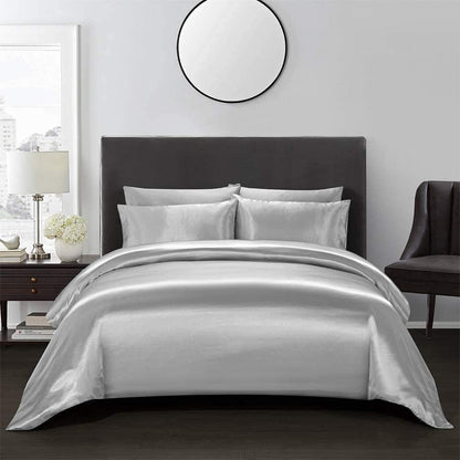 Silk Satin Duvet Cover Set – 3-Piece Luxury Bedding Set with Zipper Closure