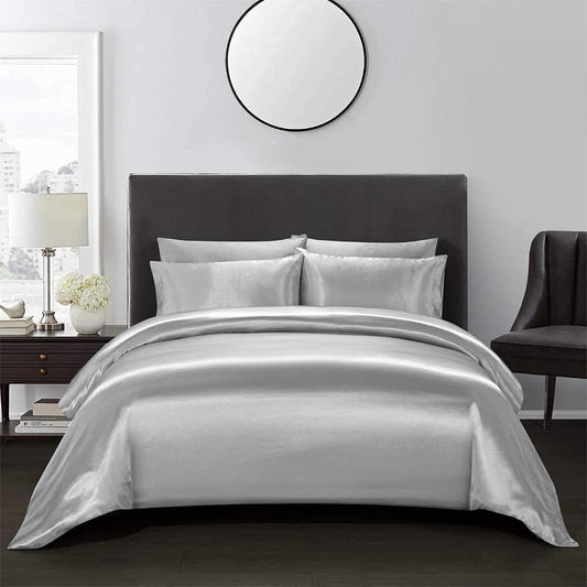 Silk Satin Duvet Cover Set – 3-Piece Luxury Bedding Set with Zipper Closure