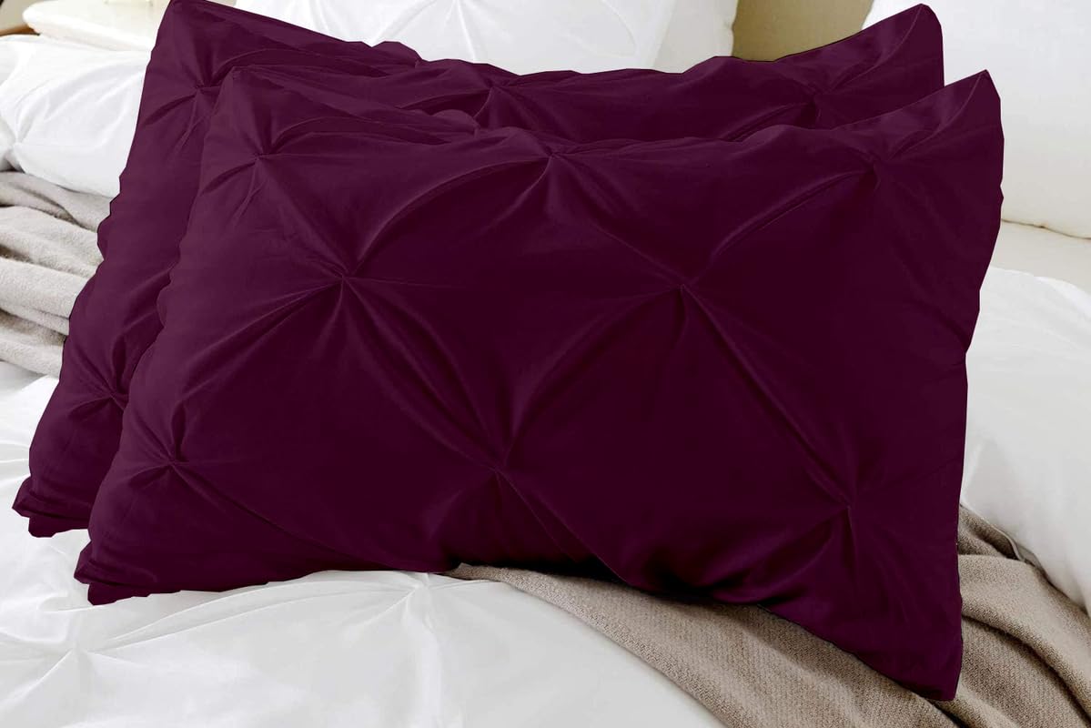 100% Cotton Pinch Pleat Pillowcase – Soft, Breathable, Elegant Decorative Pillow Cover for Bedroom