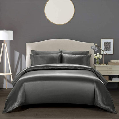 Silk Satin Duvet Cover Set – 3-Piece Luxury Bedding Set with Zipper Closure