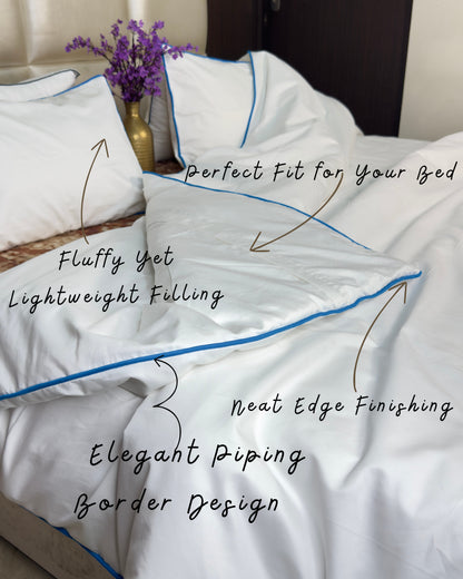 Signature Collection Designer Edge Piping Duvet Cover Set – Luxury Hotel Style 3 Piece Bedding Set