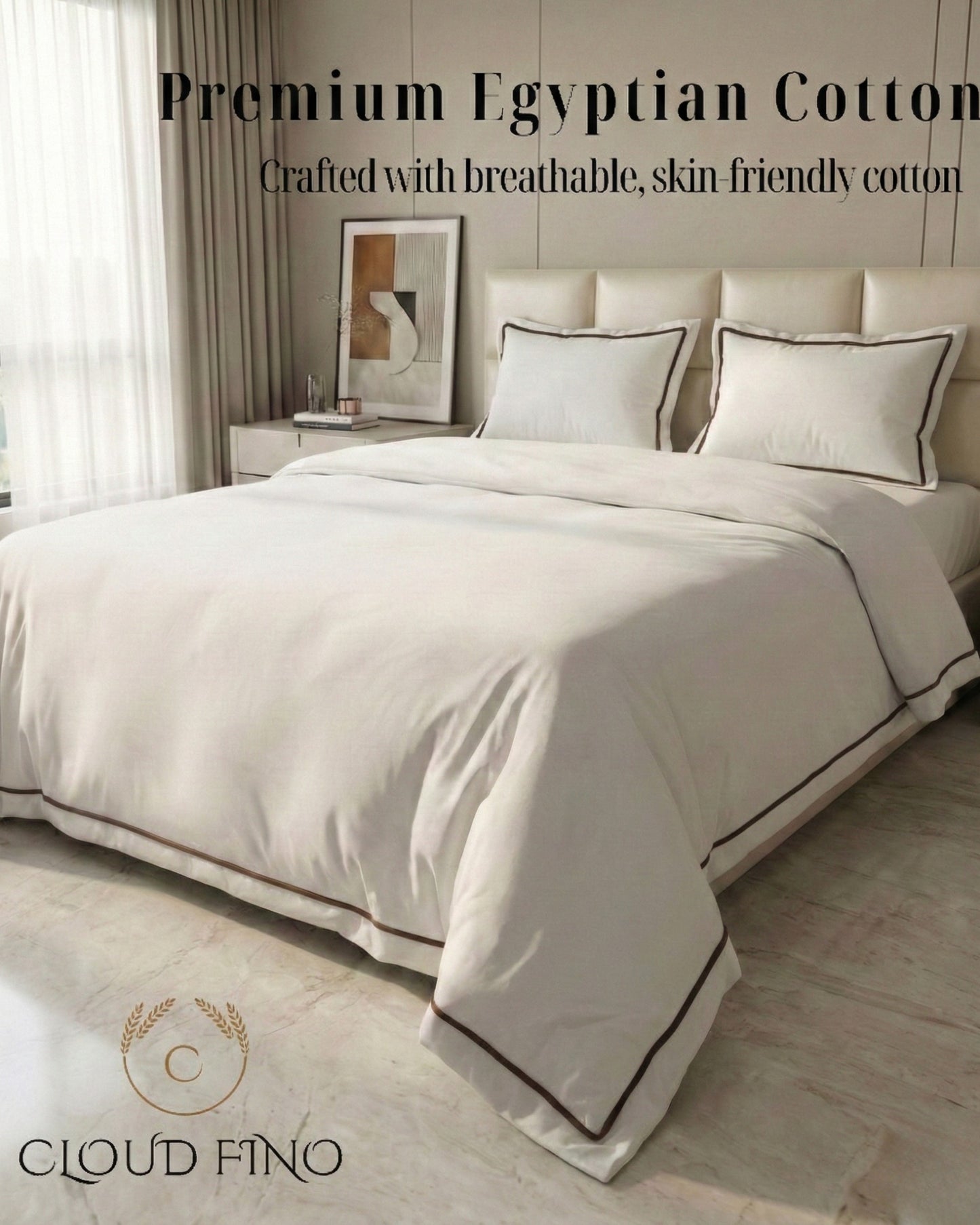 Signature Collection Integrated Edge Piping Duvet Cover Set – Luxury Hotel Style 3 Piece Designer Bedding Set