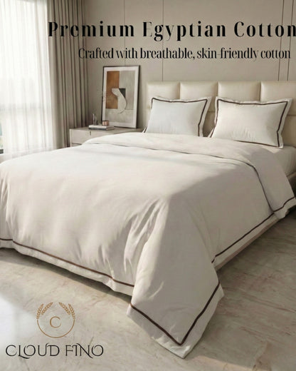 Signature Collection Integrated Edge Piping Duvet Cover Set – Luxury Hotel Style 3 Piece Designer Bedding Set