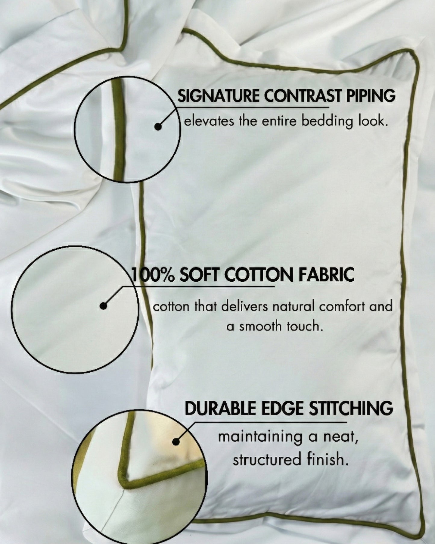 Signature Collection Integrated Edge Piping Duvet Cover Set – Luxury Hotel Style 3 Piece Designer Bedding Set