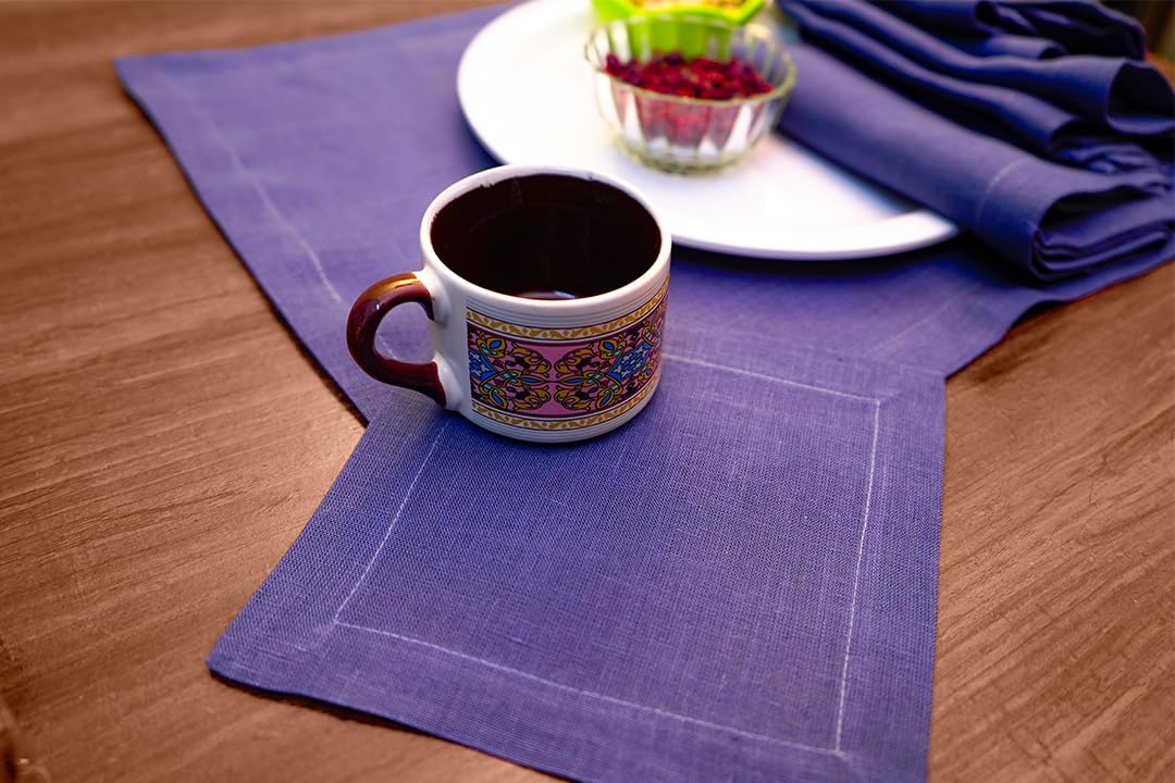 100% Natural Linen Table Essentials – Placemats, Cocktail Napkins & Tea Towels | Reusable, Absorbent & Stylish Kitchen & Dining Décor