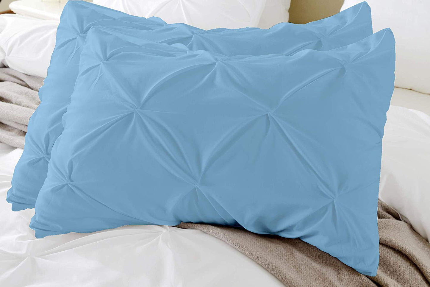100% Cotton Pinch Pleat Pillowcase – Soft, Breathable, Elegant Decorative Pillow Cover for Bedroom