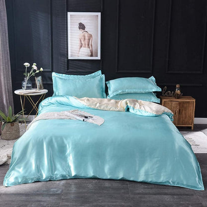 Silk Satin Duvet Cover Set – 3-Piece Luxury Bedding Set with Zipper Closure
