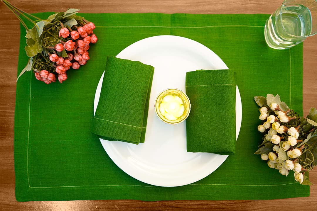 100% Natural Linen Table Essentials – Placemats, Cocktail Napkins & Tea Towels | Reusable, Absorbent & Stylish Kitchen & Dining Décor