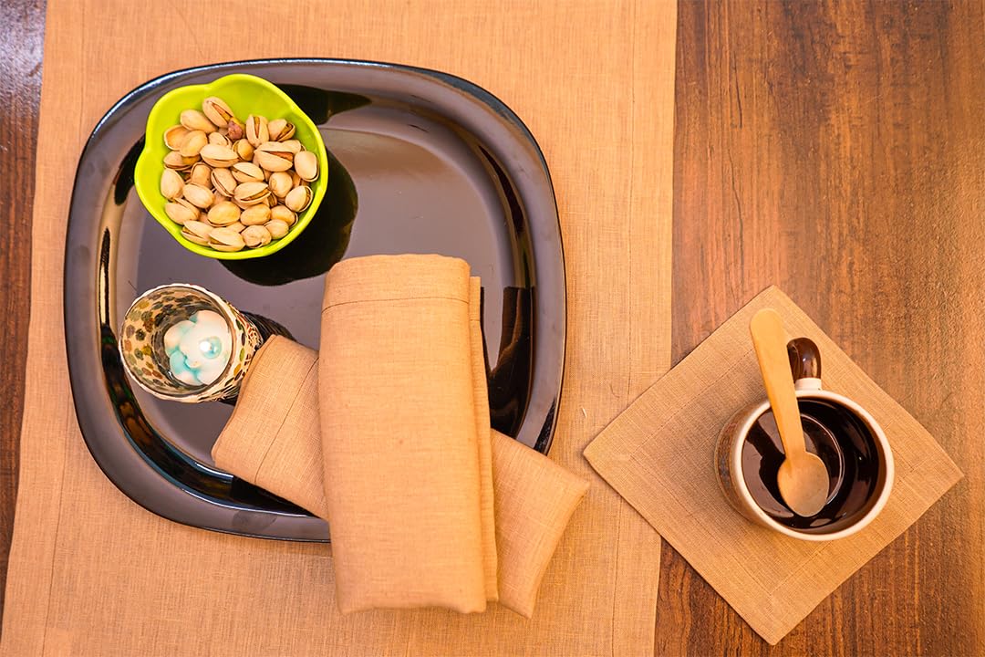 100% Natural Linen Table Essentials – Placemats, Cocktail Napkins & Tea Towels | Reusable, Absorbent & Stylish Kitchen & Dining Décor
