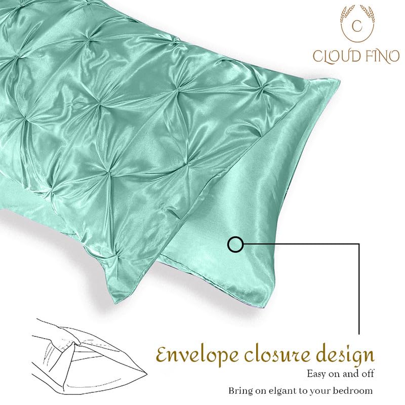 Silk Satin Pinch Pleat Duvet Cover Set – 3-Piece Elegant Pintuck Bedding Set with Zipper Closure