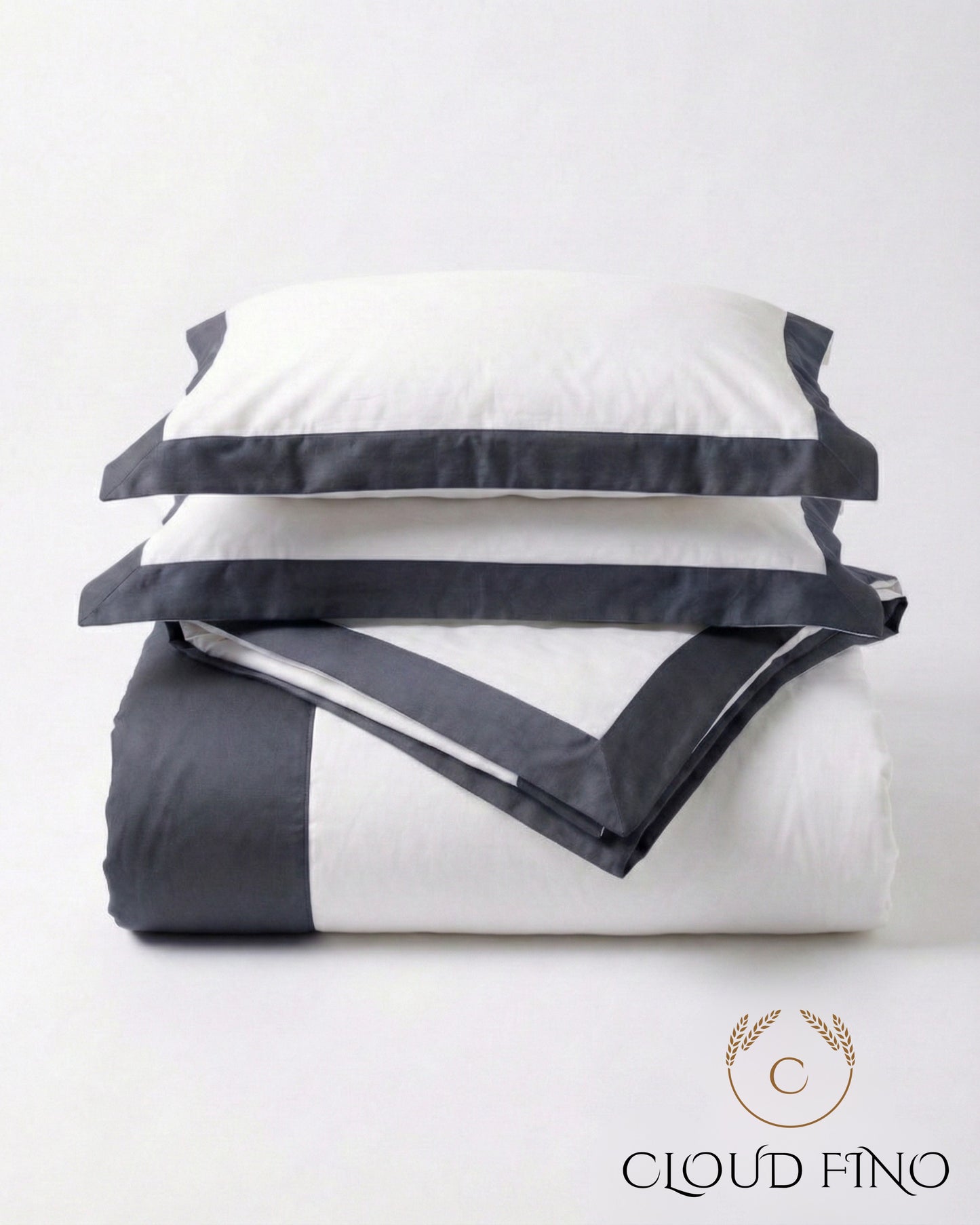 Signature Collection Luxury Border Duvet Cover Set – Hotel Style Premium 3 Piece Designer Bedding Set