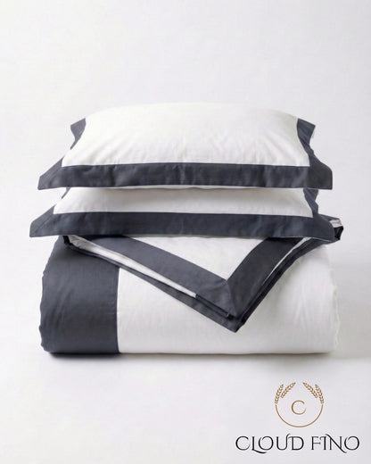 Signature Collection Luxury Border Duvet Cover Set – Hotel Style Premium 3 Piece Designer Bedding Set
