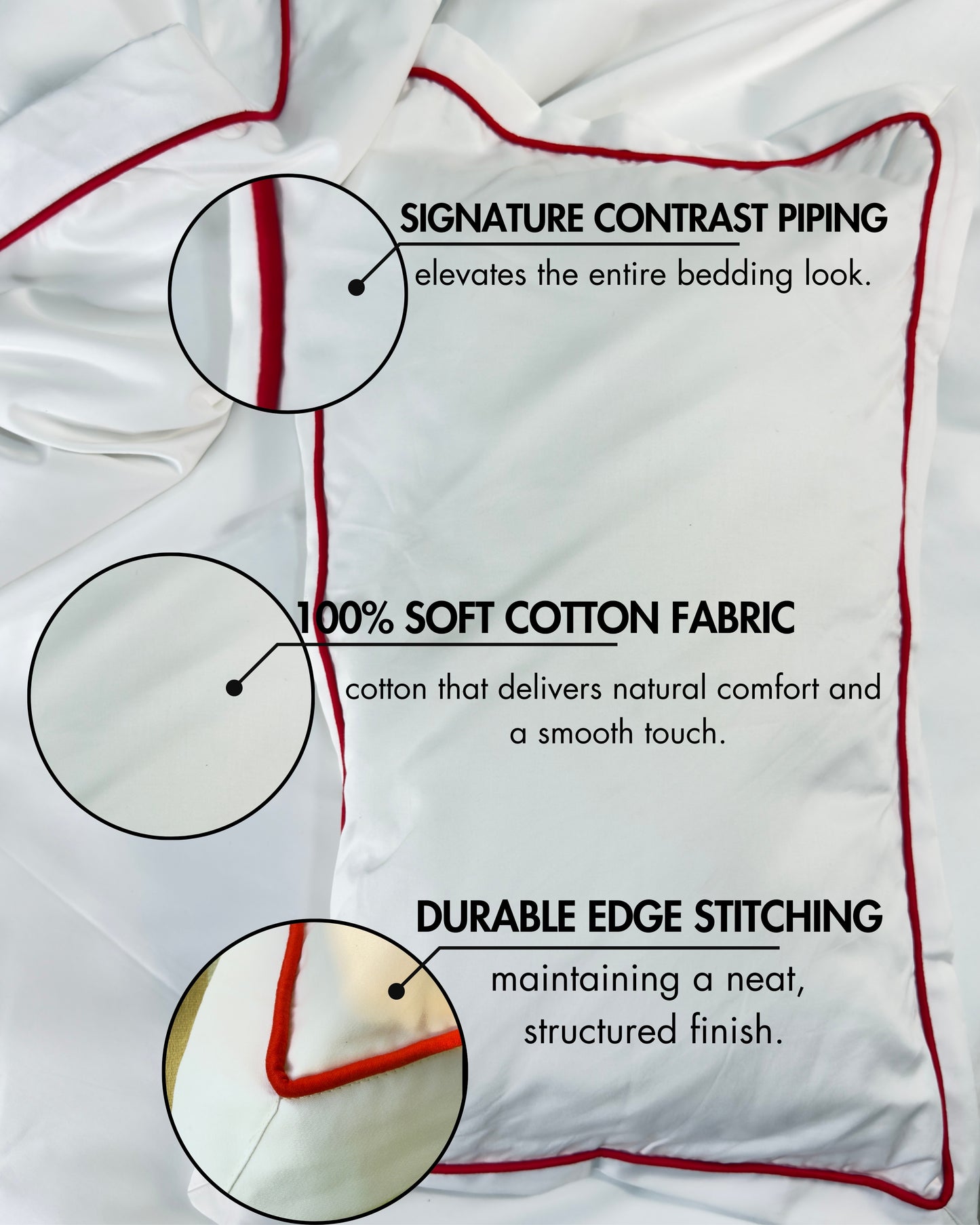 Signature Collection Integrated Edge Piping Duvet Cover Set – Luxury Hotel Style 3 Piece Designer Bedding Set