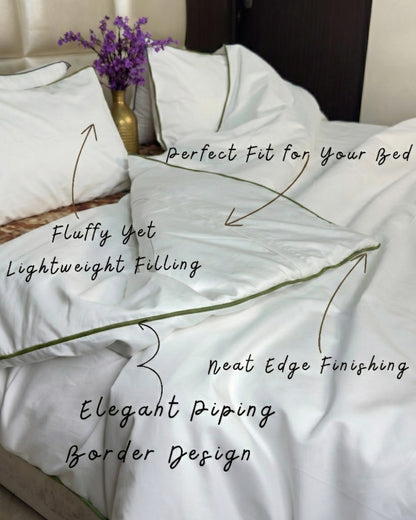 Signature Collection Designer Edge Piping Duvet Cover Set – Luxury Hotel Style 3 Piece Bedding Set