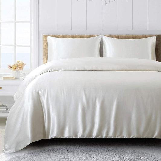 Silk Satin Duvet Cover Set – 3-Piece Luxury Bedding Set with Zipper Closure