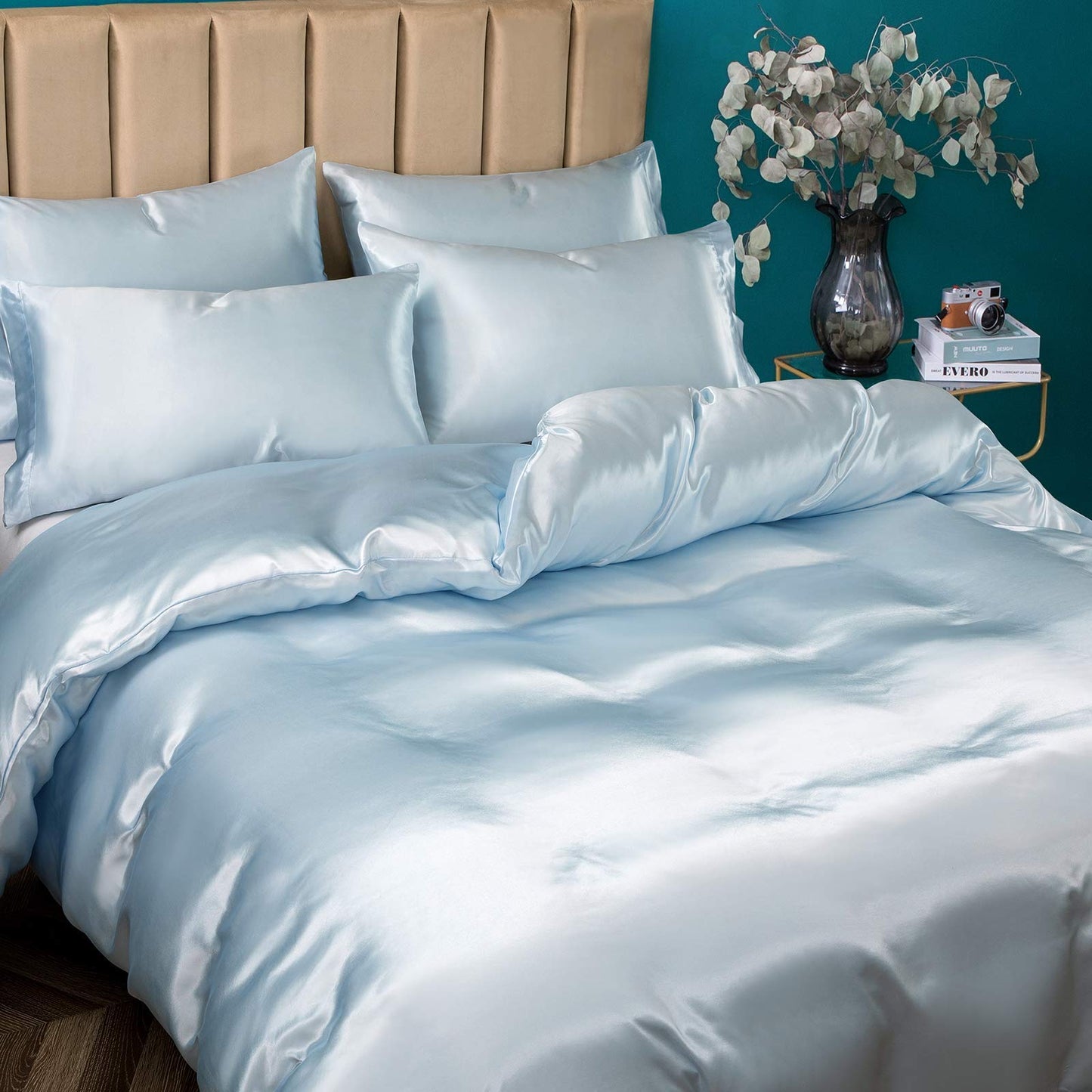 Silk Satin Duvet Cover Set – 3-Piece Luxury Bedding Set with Zipper Closure