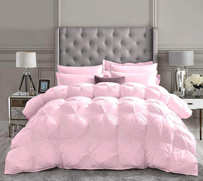 Cotton 600 Thread Count, Luxurious Pleated Design Duvet Cover With 2 Pillowcase