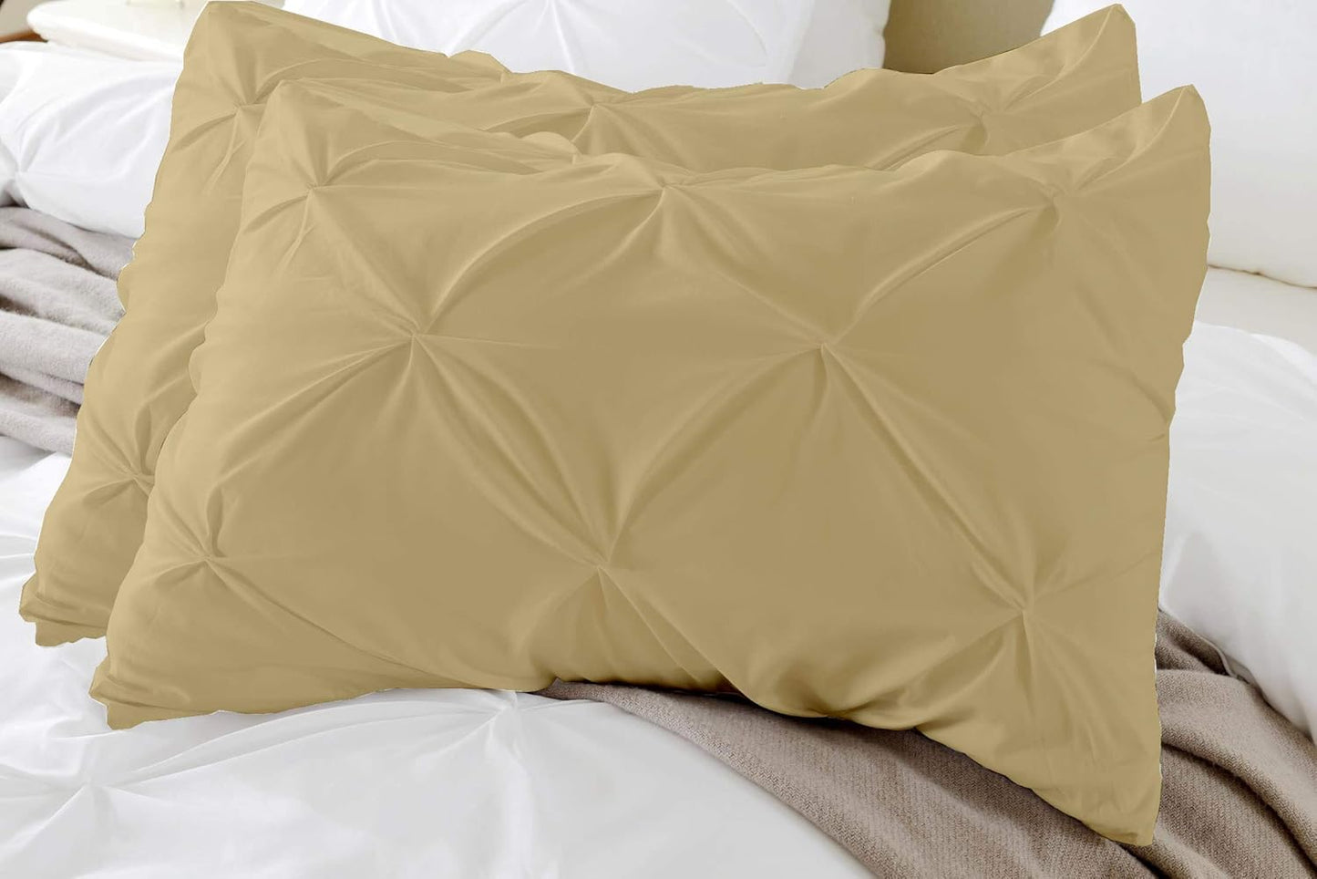 100% Cotton Pinch Pleat Pillowcase – Soft, Breathable, Elegant Decorative Pillow Cover for Bedroom