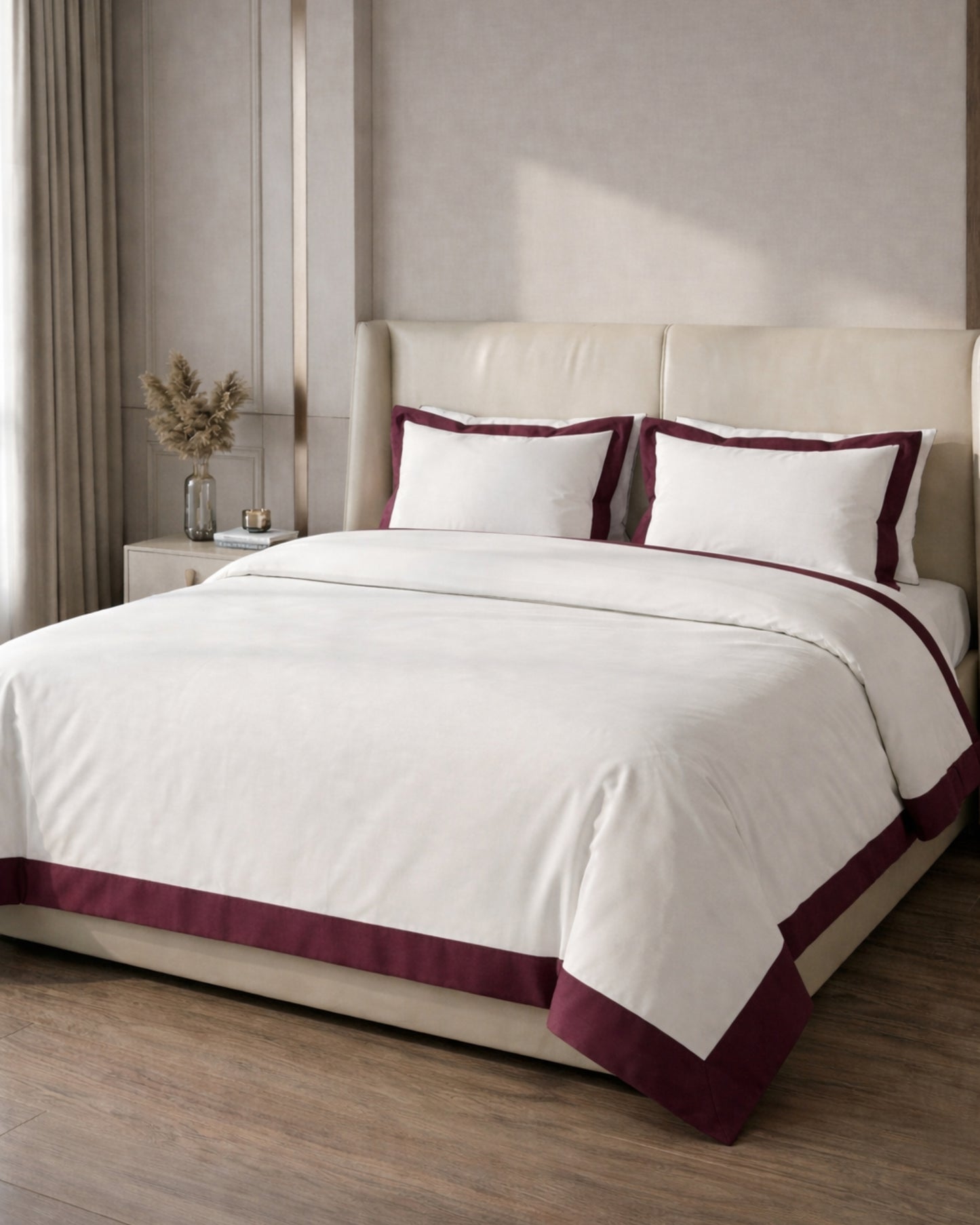 Signature Collection Luxury Border Duvet Cover Set – Hotel Style Premium 3 Piece Designer Bedding Set