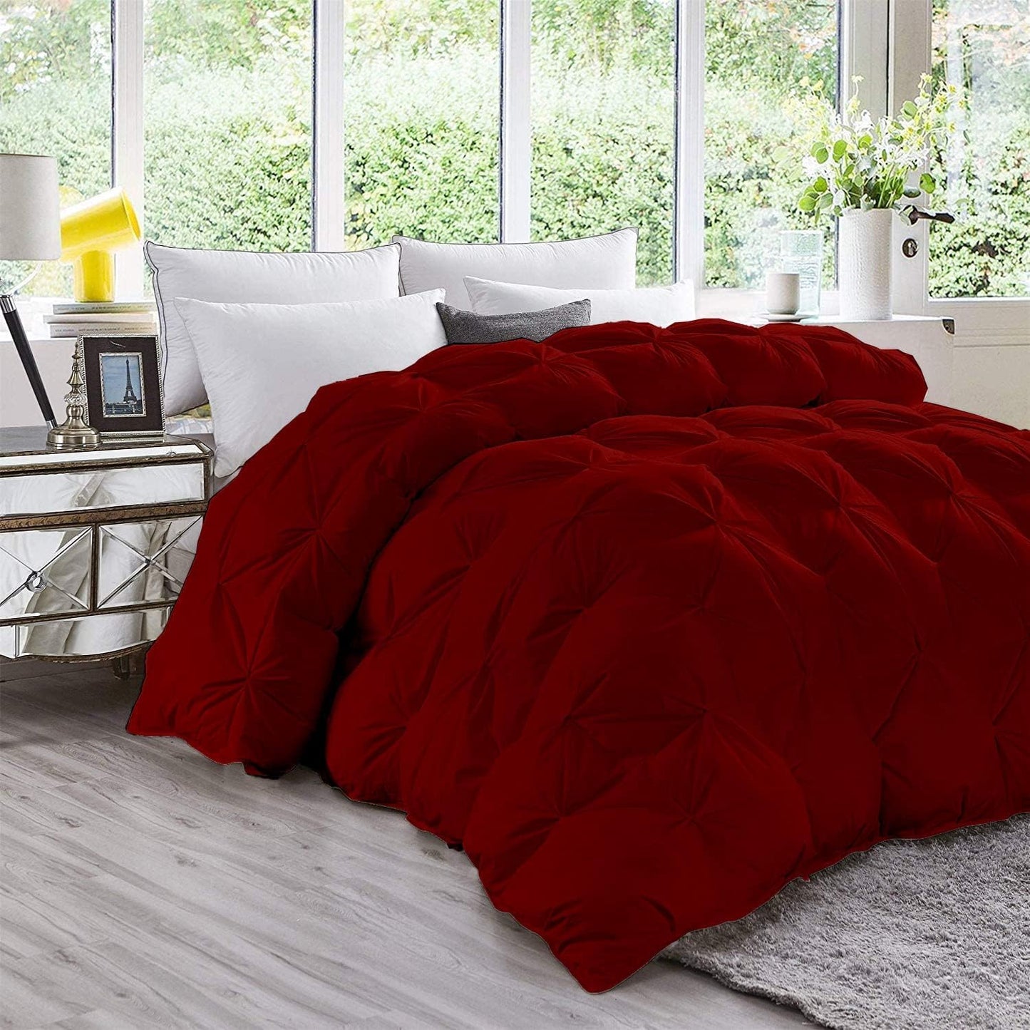 Cotton 600 Thread Count, Luxurious Pleated Design Duvet Cover With 2 Pillowcase