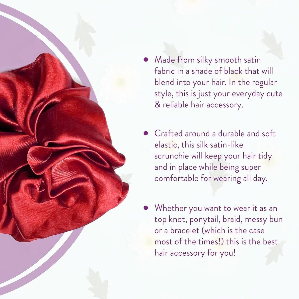 Silk Satin Scrunchies Ponytail Holders For Women/Girls Multicolor, Anti-Hair-Breakage, Hair Ties, Scrunchies Set for Girls, Women, Best gift for Sister, Friend, Mom. detail image 4