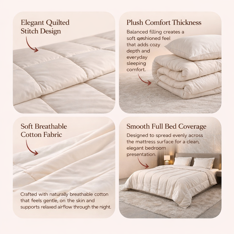 Moroccan Channel Quilted Comforter – Luxury Soft All-Season Comforter with Elegant Modern Stitch Design | Premium Hotel-Style Bedding Specification