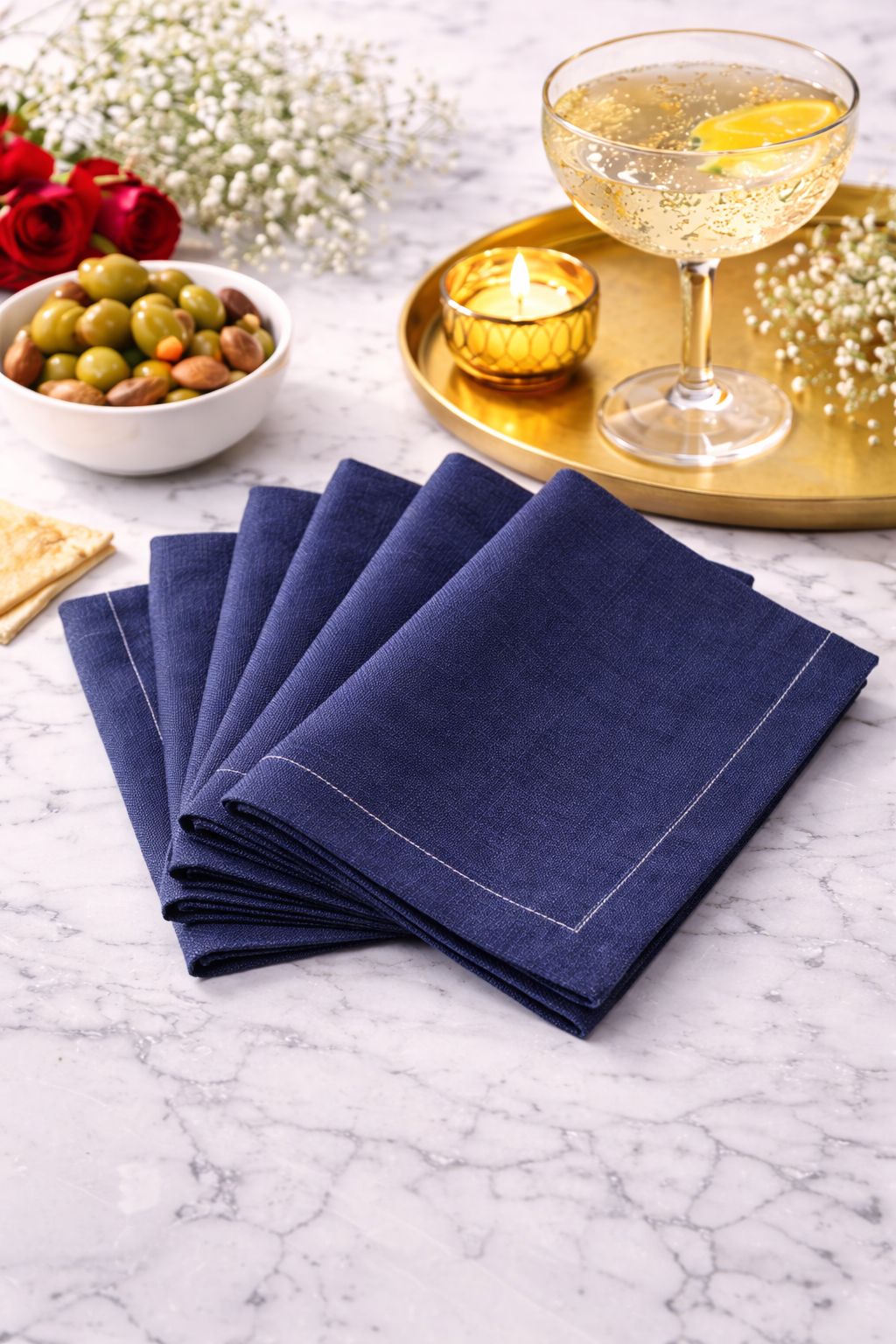 100% Natural Linen Table Essentials – Placemats, Cocktail Napkins & Tea Towels | Reusable, Absorbent & Stylish Kitchen & Dining Décor