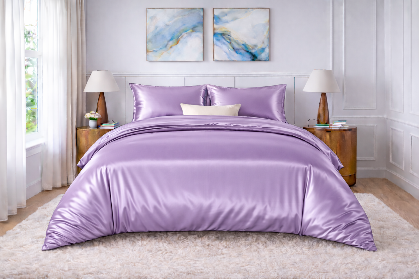 Silk Satin Duvet Cover Set – 3-Piece Luxury Bedding Set with Zipper Closure