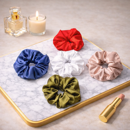 Silk Satin Scrunchies Ponytail Holders For Women/Girls Multicolor, Anti-Hair-Breakage, Hair Ties, Scrunchies Set for Girls, Women, Best gift for Sister, Friend, Mom.