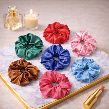 Silk Satin Scrunchies Ponytail Holders For Women/Girls Multicolor, Anti-Hair-Breakage, Hair Ties, Scrunchies Set for Girls, Women, Best gift for Sister, Friend, Mom.