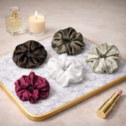 Silk Satin Scrunchies Ponytail Holders For Women/Girls Multicolor, Anti-Hair-Breakage, Hair Ties, Scrunchies Set for Girls, Women, Best gift for Sister, Friend, Mom.