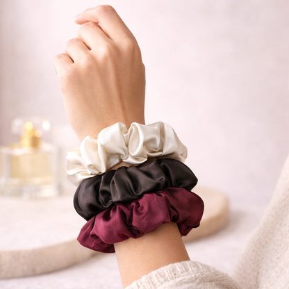 Silk Satin Scrunchies Ponytail Holders For Women/Girls Multicolor, Anti-Hair-Breakage, Hair Ties, Scrunchies Set for Girls, Women, Best gift for Sister, Friend, Mom.