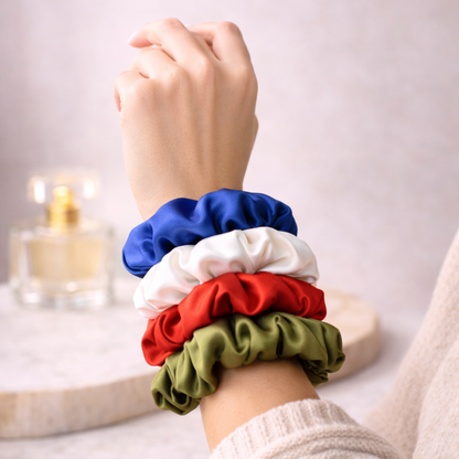 Silk Satin Scrunchies Ponytail Holders For Women/Girls Multicolor, Anti-Hair-Breakage, Hair Ties, Scrunchies Set for Girls, Women, Best gift for Sister, Friend, Mom.