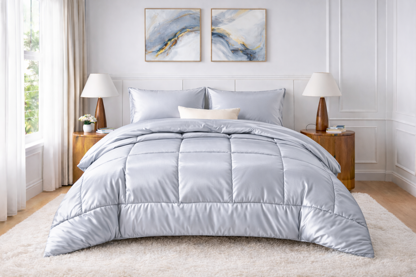 Luxury Silk Satin Comforter – 400 GSM Ultra-Soft, Breathable & Lightweight Quilt
