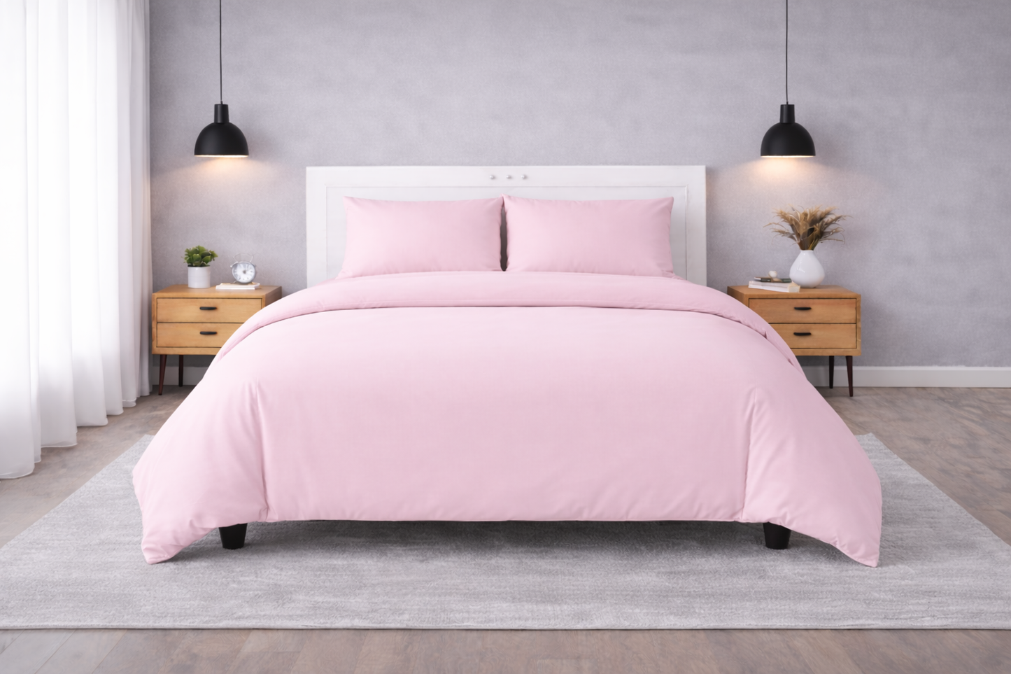 100% Cotton Duvet Cover Set – Soft & Breathable 3-Piece Bedding Set with Zipper Closure