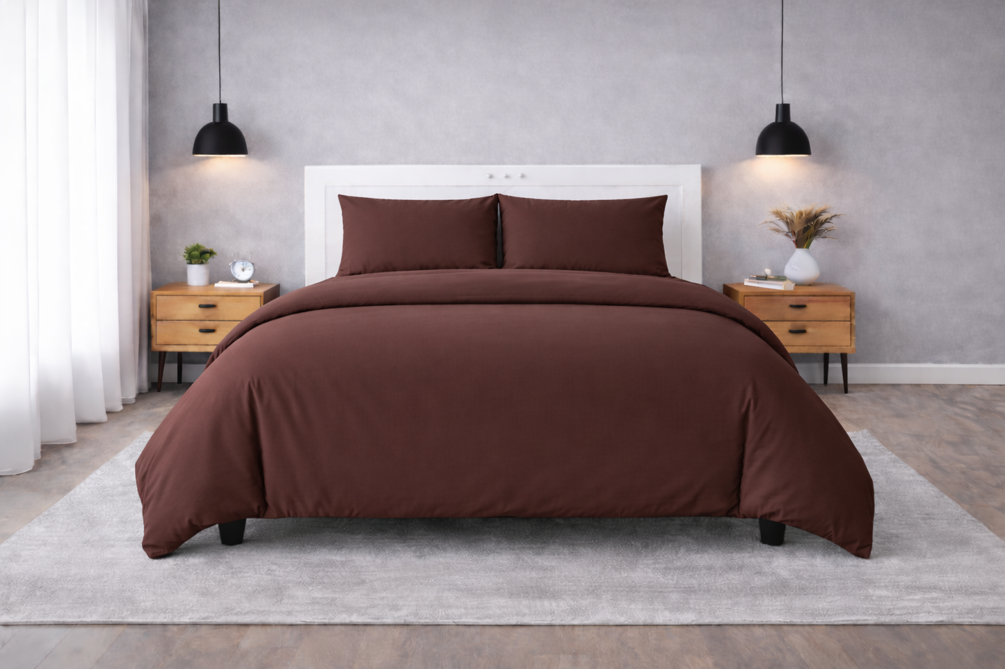 100% Cotton Duvet Cover Set – Soft & Breathable 3-Piece Bedding Set with Zipper Closure