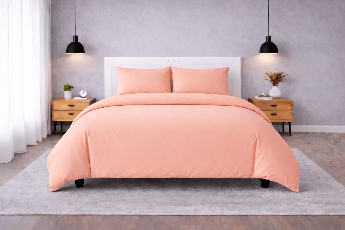 100% Cotton Duvet Cover Set – Soft & Breathable 3-Piece Bedding Set with Zipper Closure