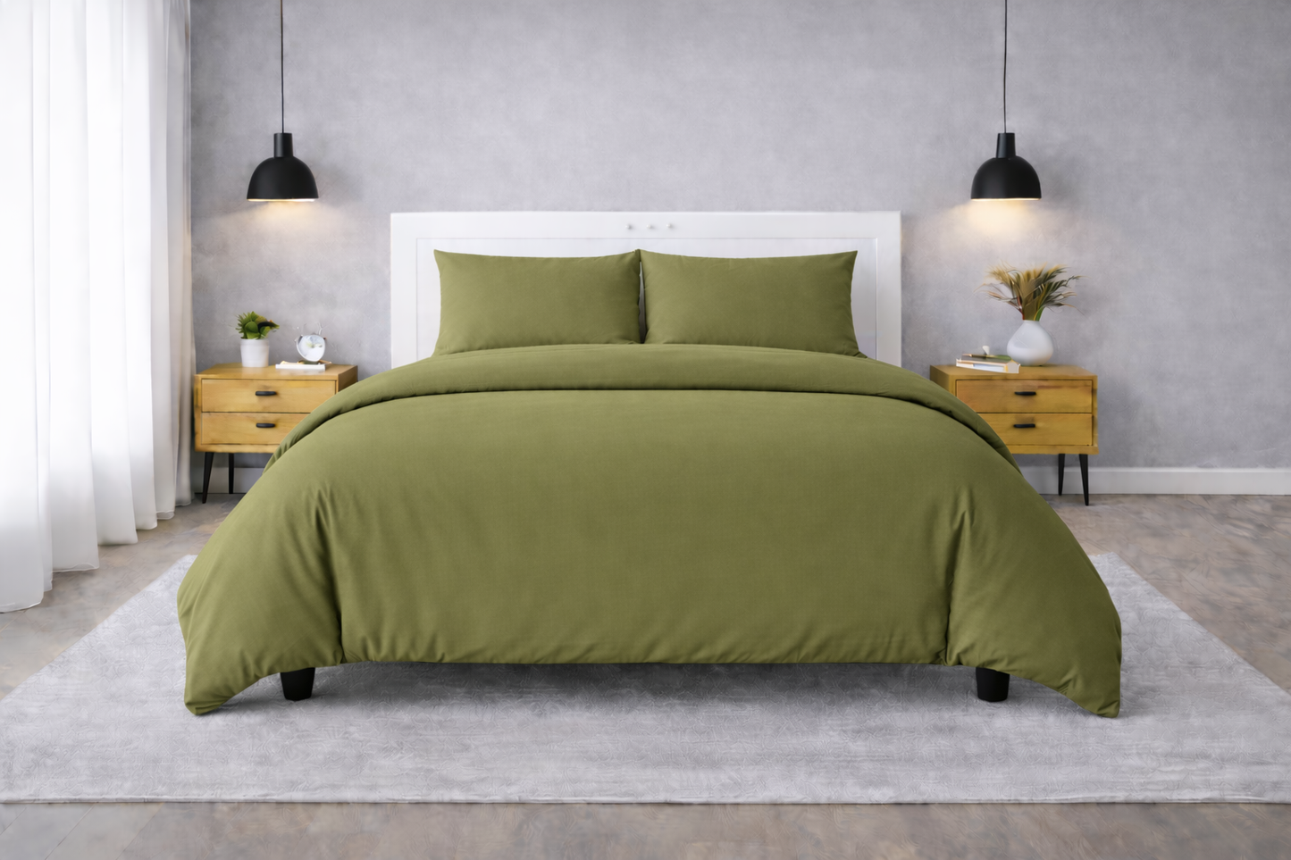 100% Cotton Duvet Cover Set – Soft & Breathable 3-Piece Bedding Set with Zipper Closure