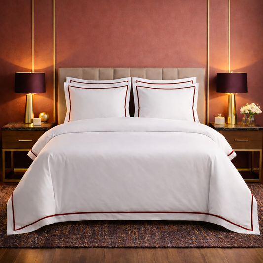Signature Collection Integrated Edge Piping Duvet Cover Set – Luxury Hotel Style 3 Piece Designer Bedding Set