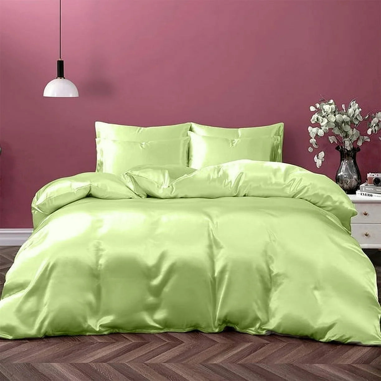 Silk Satin Duvet Cover Set – 3-Piece Luxury Bedding Set with Zipper Closure