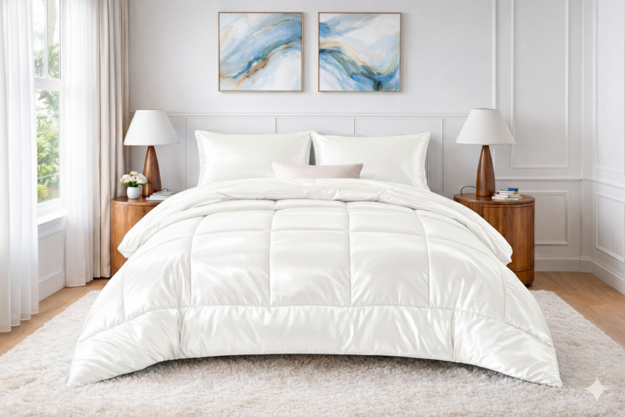 Luxury Silk Satin Comforter – 400 GSM Ultra-Soft, Breathable & Lightweight Quilt