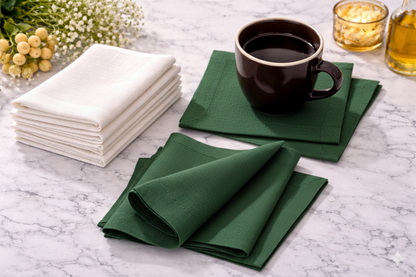 100% Natural Linen Table Essentials – Placemats, Cocktail Napkins & Tea Towels | Reusable, Absorbent & Stylish Kitchen & Dining Décor