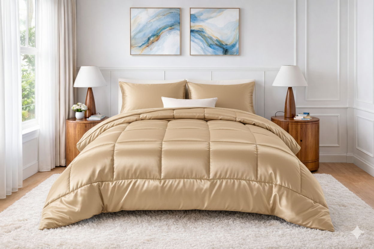 Luxury Silk Satin Comforter – 400 GSM Ultra-Soft, Breathable & Lightweight Quilt