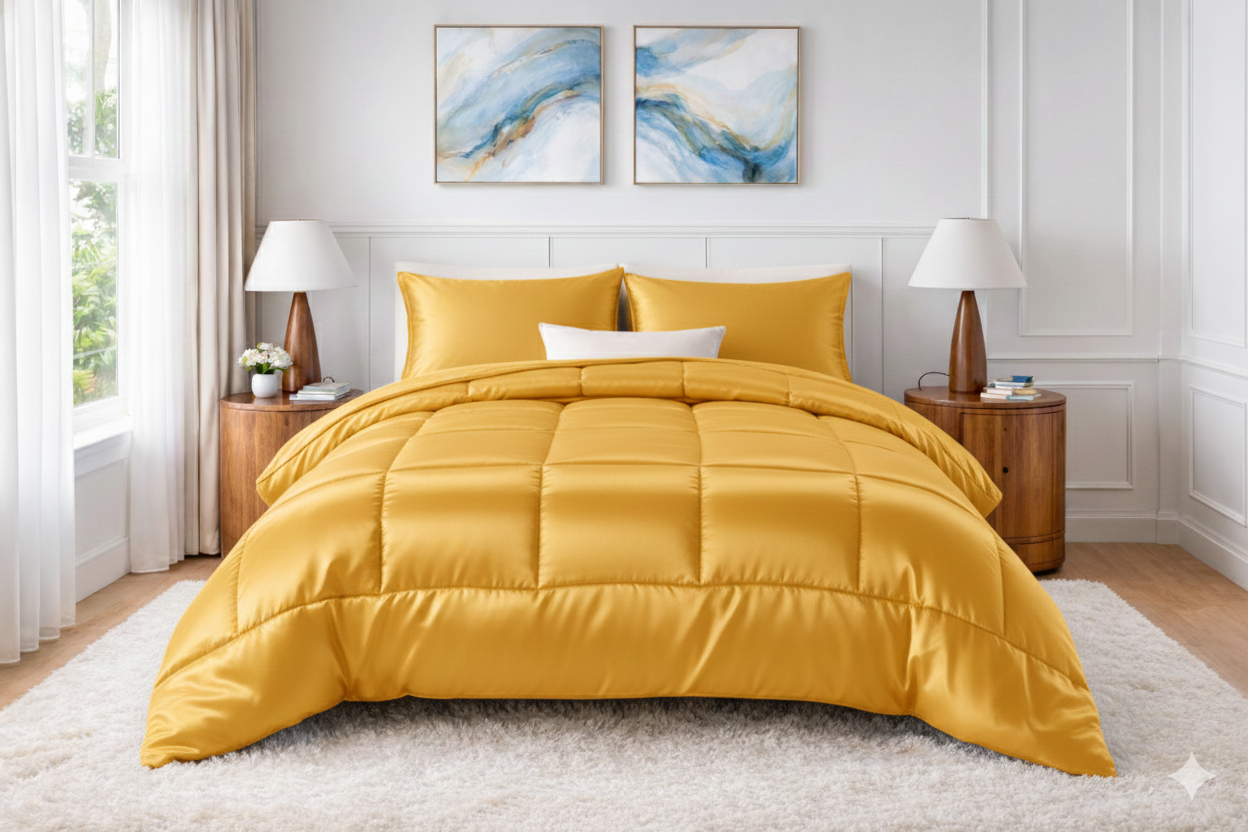 Luxury Silk Satin Comforter – 400 GSM Ultra-Soft, Breathable & Lightweight Quilt