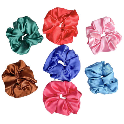 Silk Satin Scrunchies Ponytail Holders For Women/Girls Multicolor, Anti-Hair-Breakage, Hair Ties, Scrunchies Set for Girls, Women, Best gift for Sister, Friend, Mom.