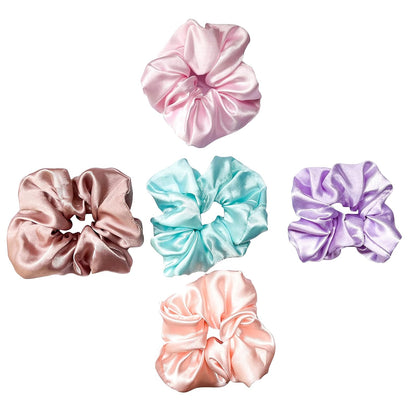 Silk Satin Scrunchies Ponytail Holders For Women/Girls Multicolor, Anti-Hair-Breakage, Hair Ties, Scrunchies Set for Girls, Women, Best gift for Sister, Friend, Mom.