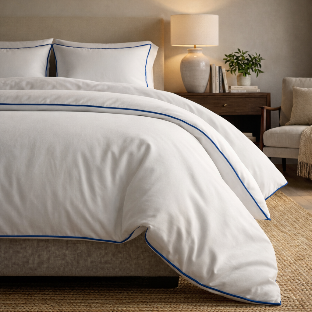 Signature Collection Designer Edge Piping Duvet Cover Set – Luxury Hotel Style 3 Piece Bedding Set