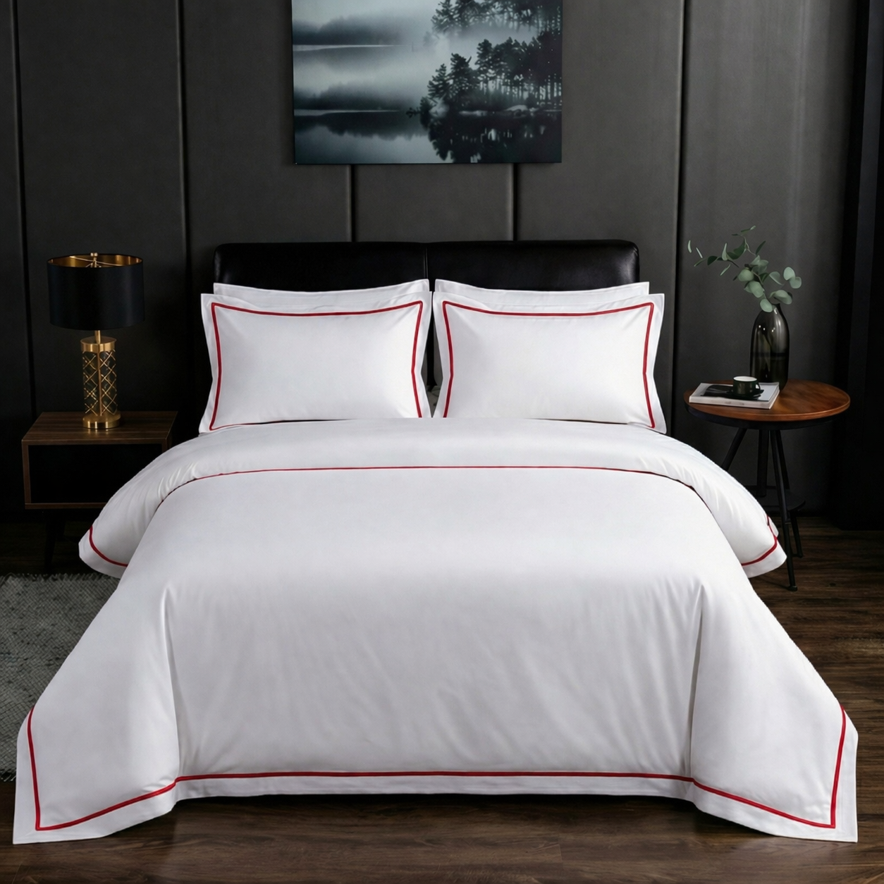 Signature Collection Integrated Edge Piping Duvet Cover Set – Luxury Hotel Style 3 Piece Designer Bedding Set